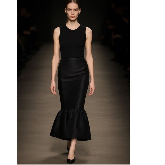 Prada Circa 2009 Black Taffeta Trumpet Skirt - Picture 1 of 13